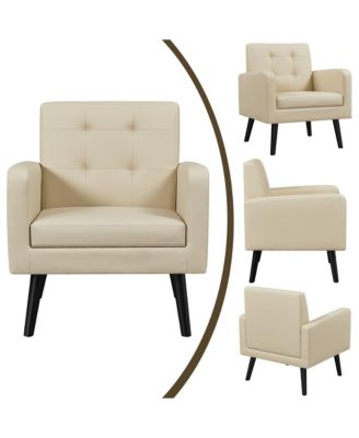 Modern Faux Leather Arm Chair Tufted Accent Chair
