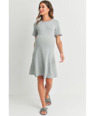 Maternity Lounge Ribbed Knit Short Sleeve Dress