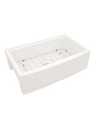 33x21x10inch White Farmhouse Sink Ceramic Porcelain Workstation Single Bowl Kitchen