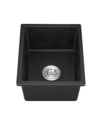 13.77x17.71inch Quartz Undermount Bar Sink with Basket Strainer Heat Stain Resistant