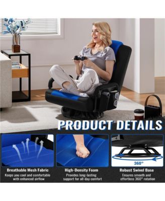 Reclining Swivel Floor Gaming Chair Black/ Red