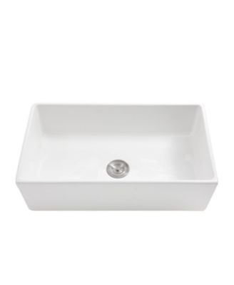 33x18x10inch White Porcelain Ceramic Undermount Single Bowl Apron Front Farmhouse Kitchen Sink with Stainless Steel Accessories