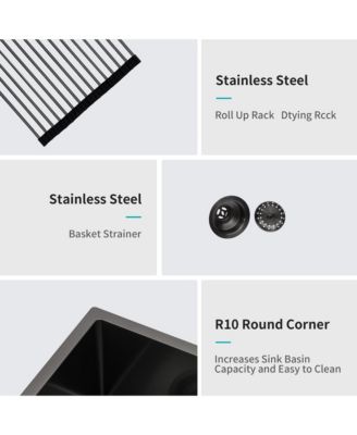 24x21x10inch Gunmetal Black Farmhouse Kitchen Sink Stainless Steel Apron Front 16 Gauge