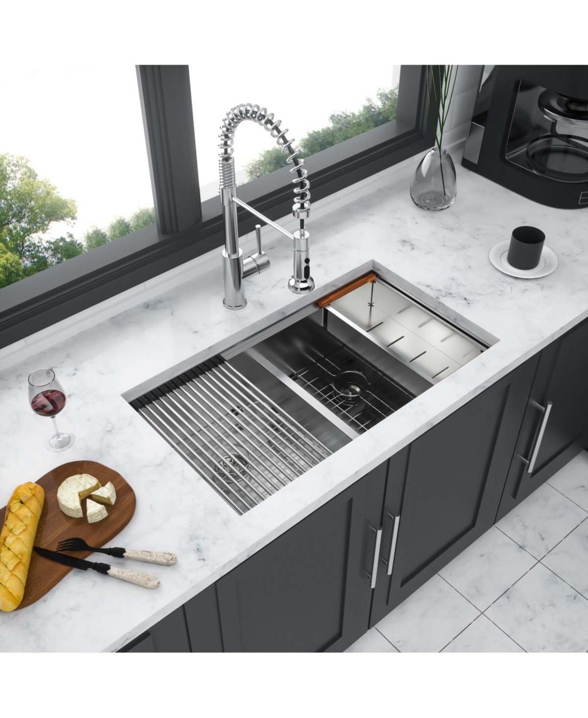 flynama 33x19x10inch Double Bowl Undermount Kitchen Sink Stainless Steel 16 Gauge 10 Deep Basins