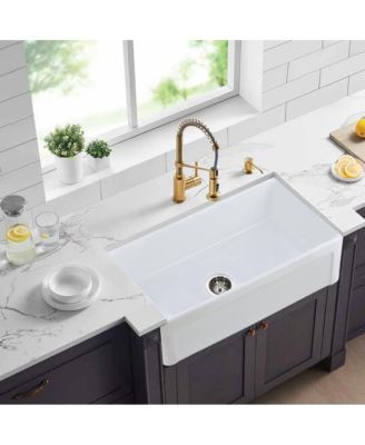 30x20inch White Ceramic Farmhouse Apron Front Kitchen Sink Single Bowl