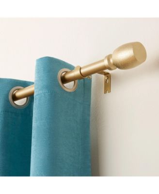 TOWN & COUNTRY LUXE Modern Smooth Edge Cylinder Single Curtain Rod and Finial, Adjustable Length 66”-120”