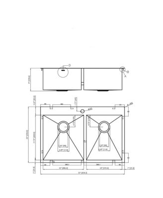 33x22x9inch Gunmetal Black Double Bowl Kitchen Sink Drop In Stainless Steel 16 Gauge 60 40 Split