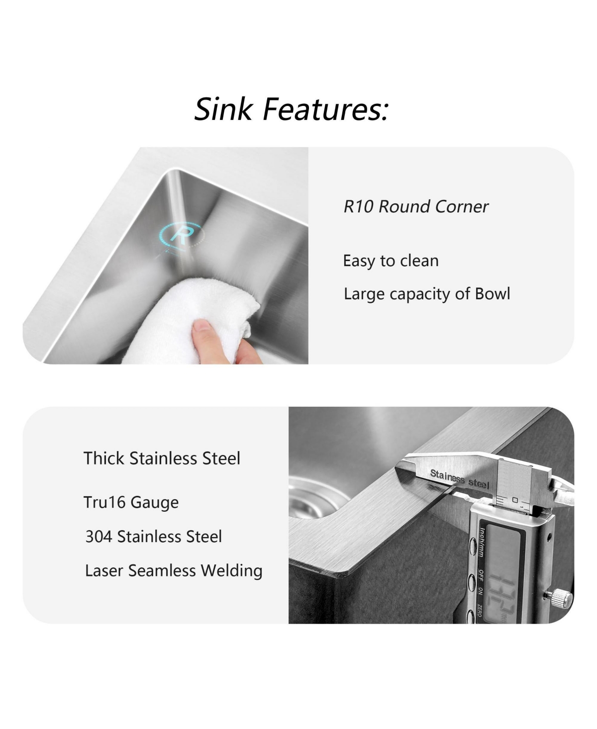 flynama 15x15x9inch Drop In Bar Sink Stainless Steel 16 Gauge Single Bowl Topmount Kitchen