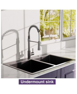 33x22x9inch Gunmetal Black Kitchen Sink Topmount Double Bowl Stainless Steel with Faucet