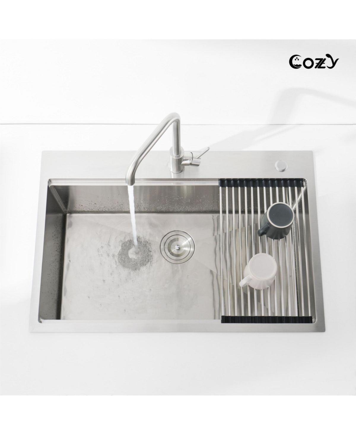 flynama 30inch Overmount Single Bowl Brushed 304 Stainless Steel Handmade Sink Ss Br 08 with Cutting Board Colander Grid