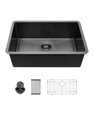 33x19x10inch Gunmetal Black Kitchen Sink Undermount Single Bowl Stainless Steel 16 Gauge