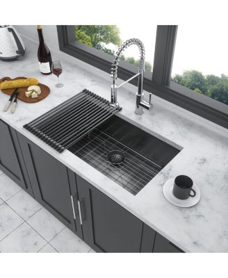 32x19x10inch Gunmetal Black Undermount Kitchen Sink Single Bowl Stainless Steel 16 Gauge