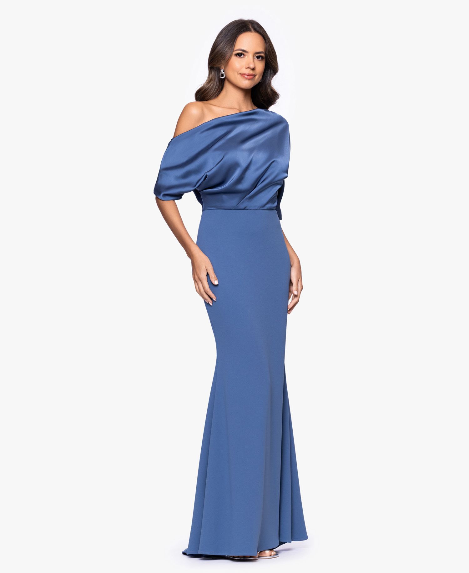 Plus Size Asymmetrical Neck Long Dress