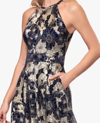Women's Halter Neck Wrap Foil Gown