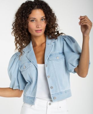 Women's Notch Collar Cropped Trucker Jacket