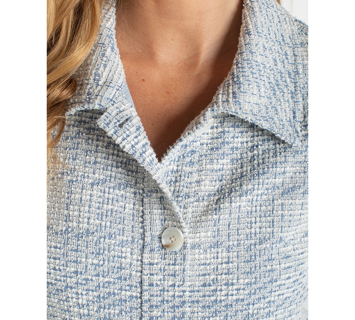 Liverpool Los Angeles Women's Collared Short Puff Sleeve Jacket