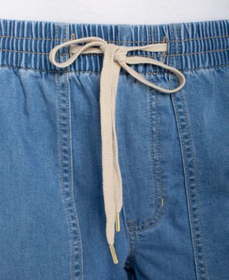 Women's Mid Rise Easy Crop Linen Denim Pants