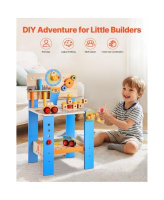 Kids Wooden Workbench, 62-Piece Tool Set for Ages 3+
