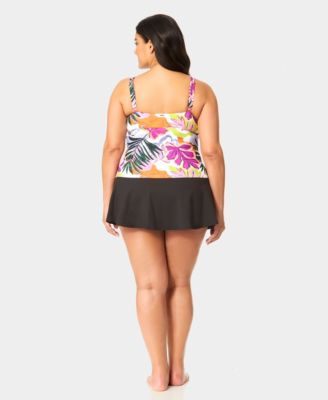 Plus Size V-Neck Drape Front Hidden Underwired One-Piece Swimsuit