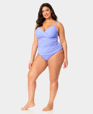Plus Size Shirred Tankini Top