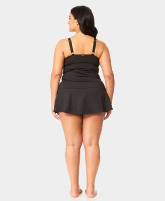 Plus Size Shirred Tankini Top