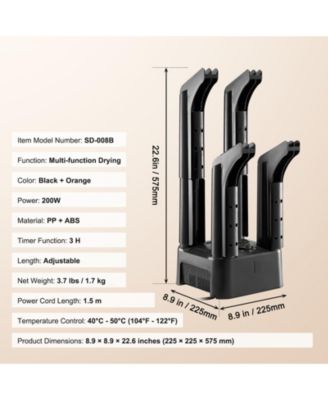 Shoe Dryer, Detachable 4-Tube Boot Dryer w/ Timer, Heated Blower, Portable for Boots, Shoes & Socks