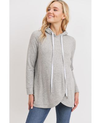 Maternity Crossover Drawstring Nursing Hoodie