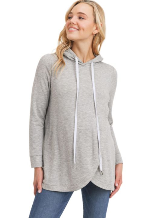 Женское худи Hello Miz Maternity Crossover Drawstring Nursing, цвет: Меланжевый серый