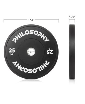 Set of 2 Olympic 2-Inch Rubber Bumper Plates (25 LB each) Black