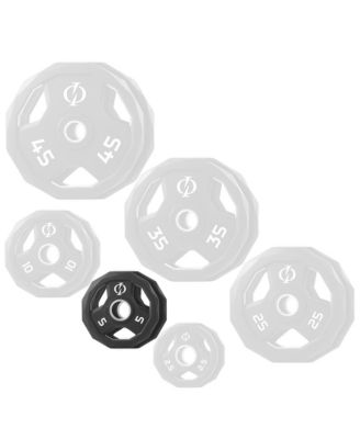 Set of 2 Rubber Coated 2-inch Olympic Grip Weight Plates (5 LB each) for Weightlifting