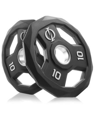 Set of 2 Rubber Coated 2-inch Olympic Grip Weight Plates (10 LB each) for Weightlifting