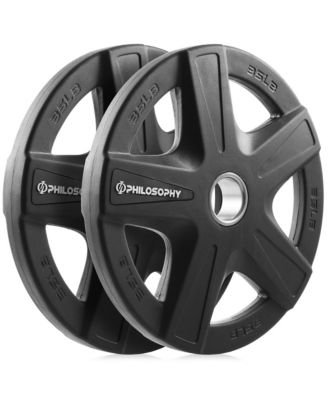 Philosophy Rubber Coated Olympic Grip Weight Plate 35 LB - 2-inch Olympic Plate for Weightlifting, Set of 2 Plates