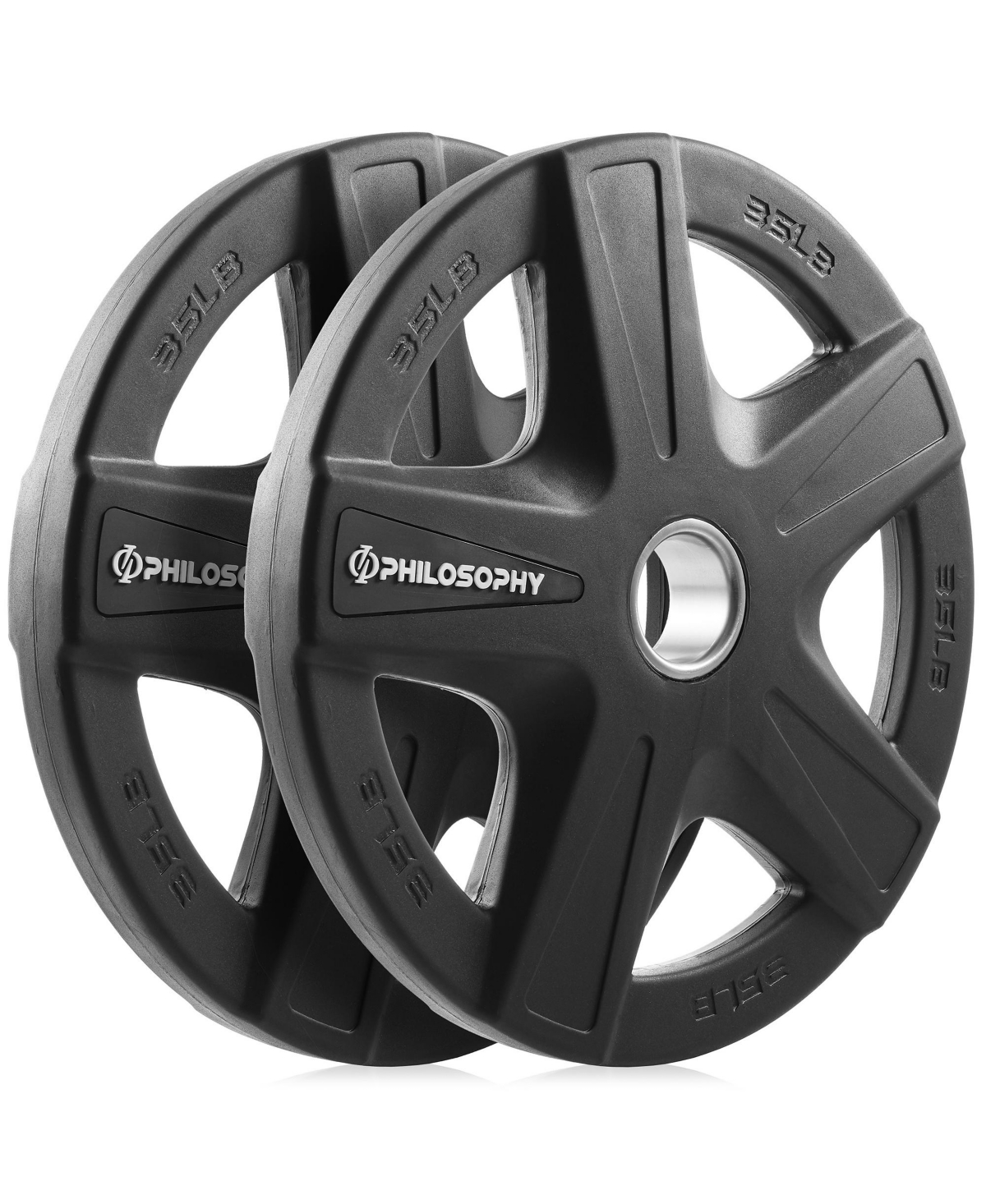 Philosophy Rubber Coated Olympic Grip Weight Plate 35 Lb - 2-inch Olympic Plate for Weightlifting, Set of 2 Plates