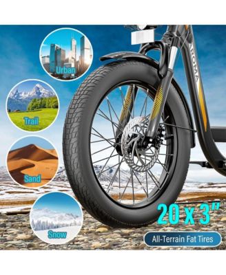 Peak 800W Electric Scooter with Seat, 203" Fat Tire Electric Bike with 48V Removable Battery,Up to 30Miles & 20MPH, Basket&Adjustable Seat