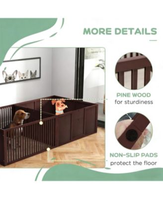 81" Extra Large Whelping Box - Two-Room Design for Dogs in Brown