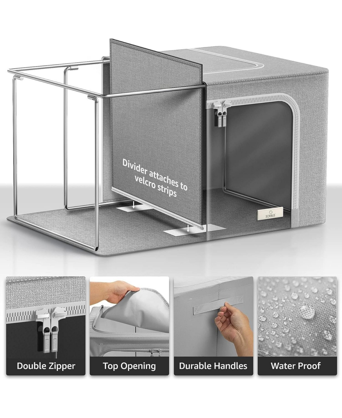 Sorbus 2 Pack Large Foldable Storage Box - Metal Frame, Oxford Fabric, Large Window & Handles