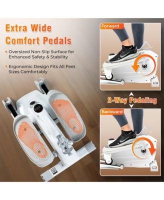 Mini Elliptical Machine with 3-Level Incline and LED Display, White
