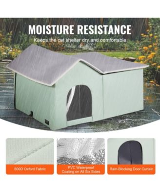 Large Heated Foldable Outdoor Cat Shelter, Green