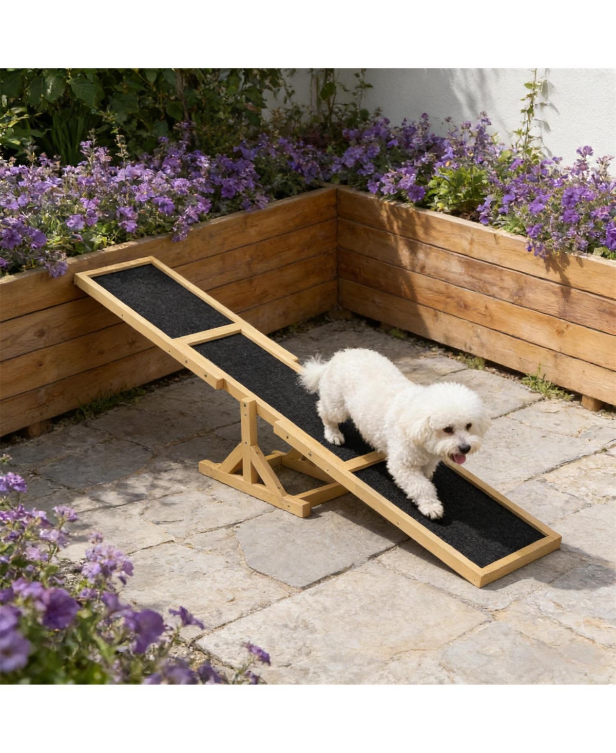 Aostirmotor Wooden Dog Agility Seesaw for Outdoor in Yellow