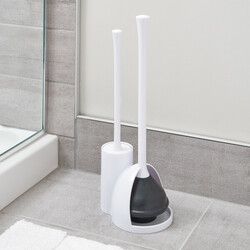 iDesign Compact Bowl Brush and Plunger Set - White