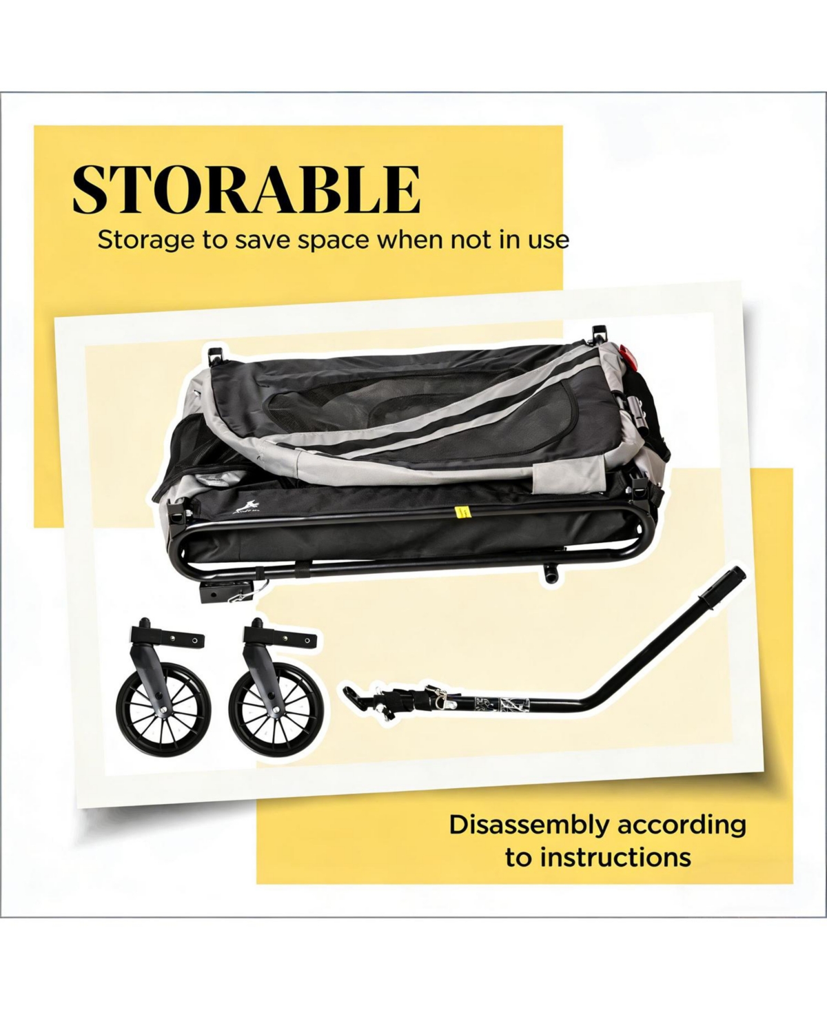 Aostirmotor Dog Stroller Bicycle Carrier with 2 Wheels in Black