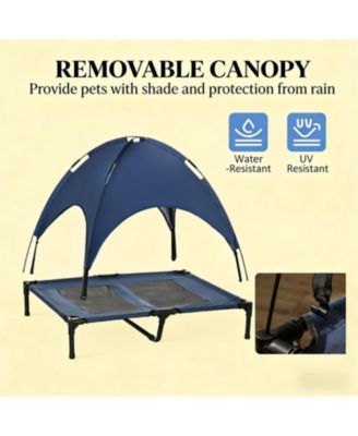 Elevated Portable Dog Cot with Pad and legs in Dark Blue