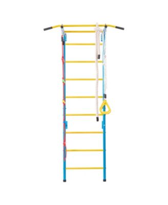 Indoor Kids Climbing Gym with Pull Up Bar Rings Rope Ladder and Wall Playset