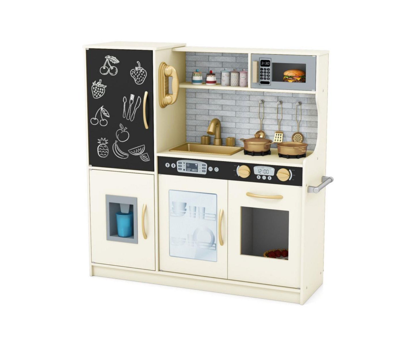 Детские игрушки HONGGE Blackboard and Ice Maker Play Kitchen, 12-Piece Set, Ages 3+, цвет: Белый — фото 5