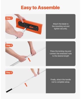 Snow Roof Rake, 17.7" Foam Blade, 7.3-18.4 ft Adjustable, Extension Tubes, Non-Slip Handle, Roof Scraper