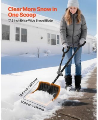 Snow Shovel, 18" Wide Plastic Blade, Assist D-Handle, Non-Slip Grip, Lightweight Driveway Snow Shovel