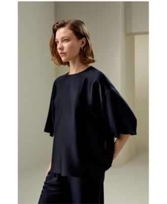 Women's Relaxed Silk Crewneck Blouse