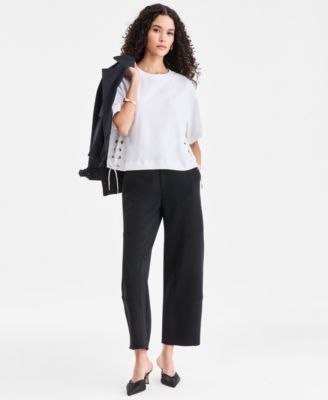 Women's Cotton Lace-Up-Hem T-Shirt