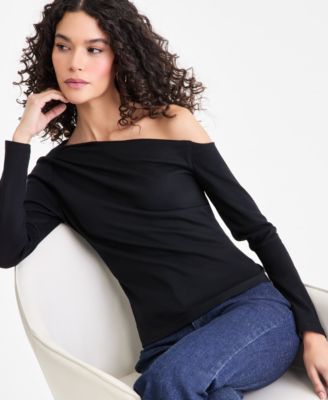 Women's Long Sleeve Off-the-Shoulder Knit Top