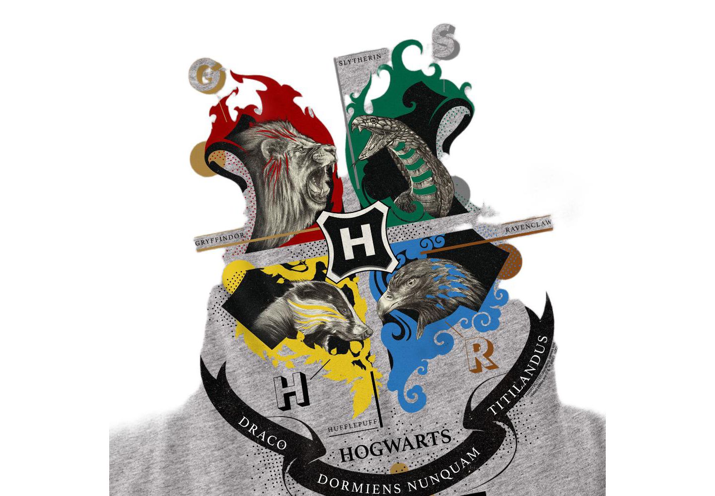 Мужская футболка Harry Potter Hogwarts Magicial Mischief Level Up Crest, цвет: Меланжевый — фото 2